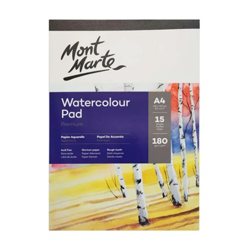 MONT MARTE WATERCOLOUR PAD A4 German Paper 180gsm 15Shts